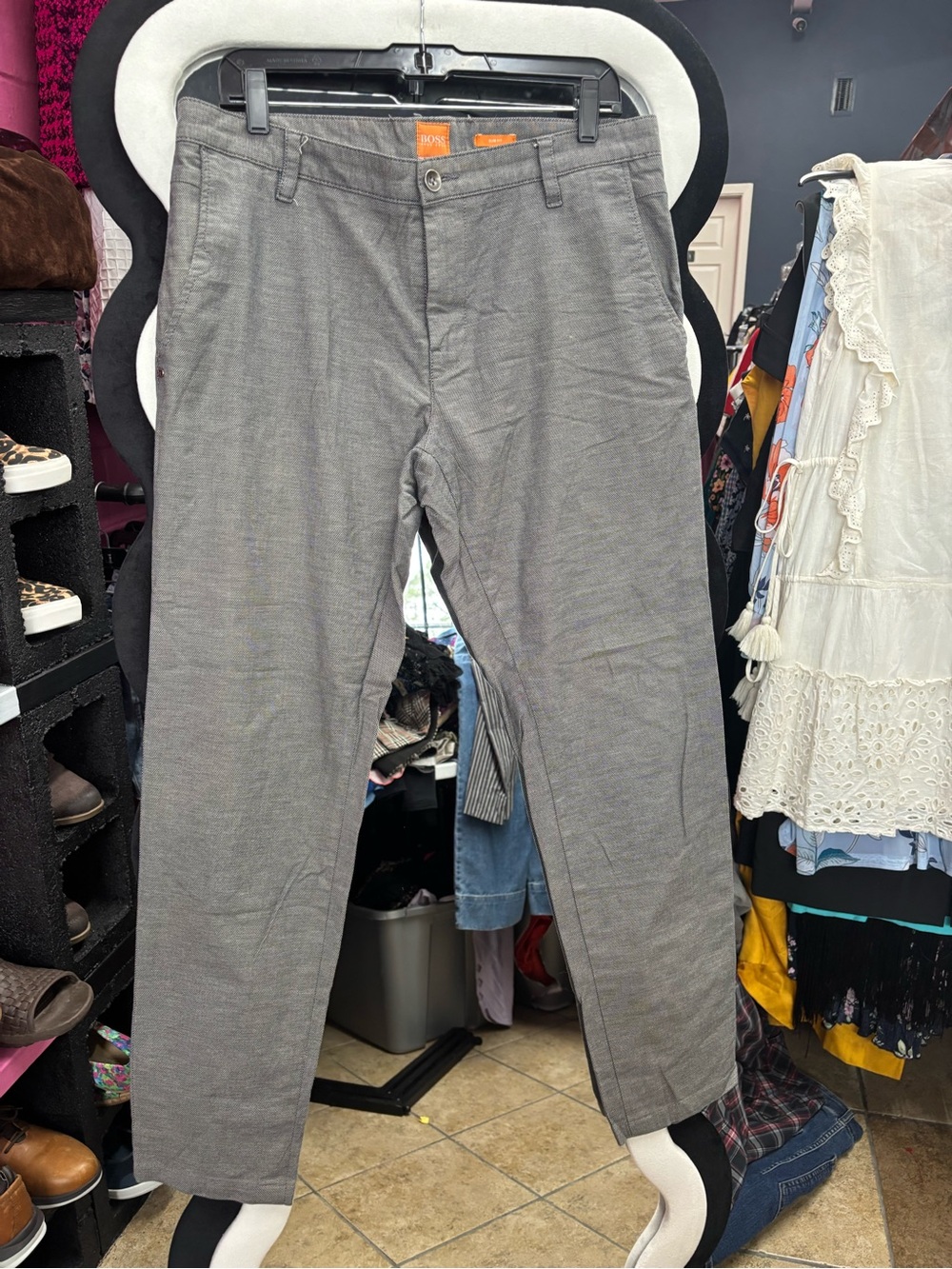 BOSS Men's Charcoal Dress Pants
